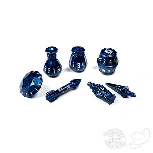 PolyHero Rogue 8 Dice Set - Midnight Blue