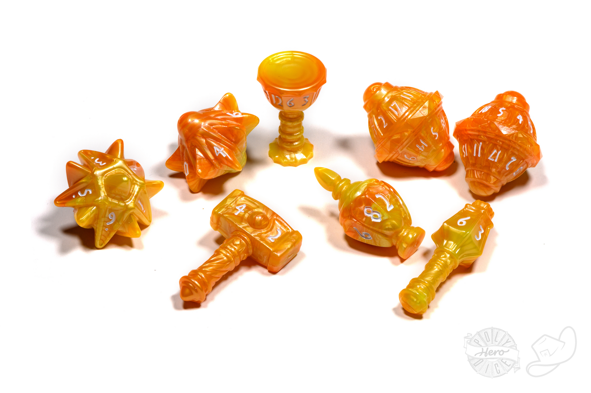 PolyHero Cleric 8 Dice Set - Sunstorm