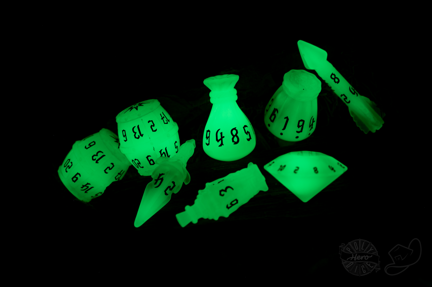 PolyHero Rogue 8 Dice Set - Foxfire