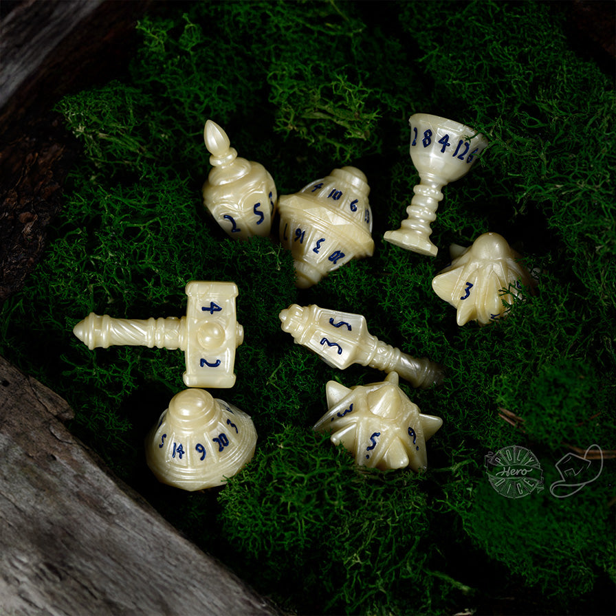 PolyHero Cleric 8 Dice Set - Celestial Ivory