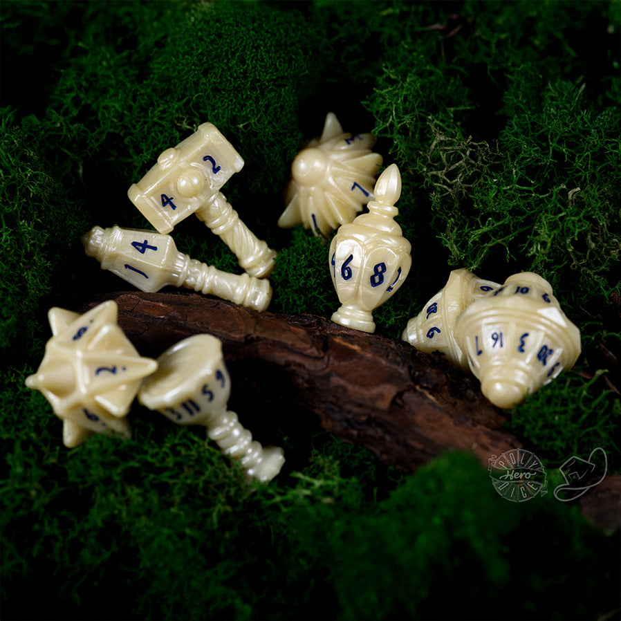 PolyHero Cleric 8 Dice Set - Celestial Ivory