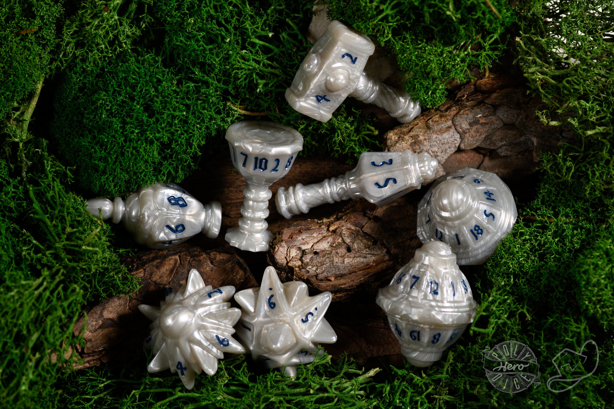 PolyHero Cleric 8 Dice Set - Spirited Steel