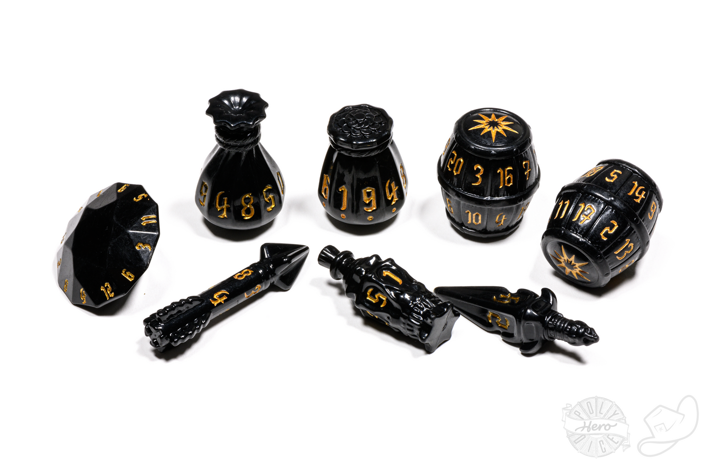 PolyHero Rogue 8 Dice Set - Nightshade
