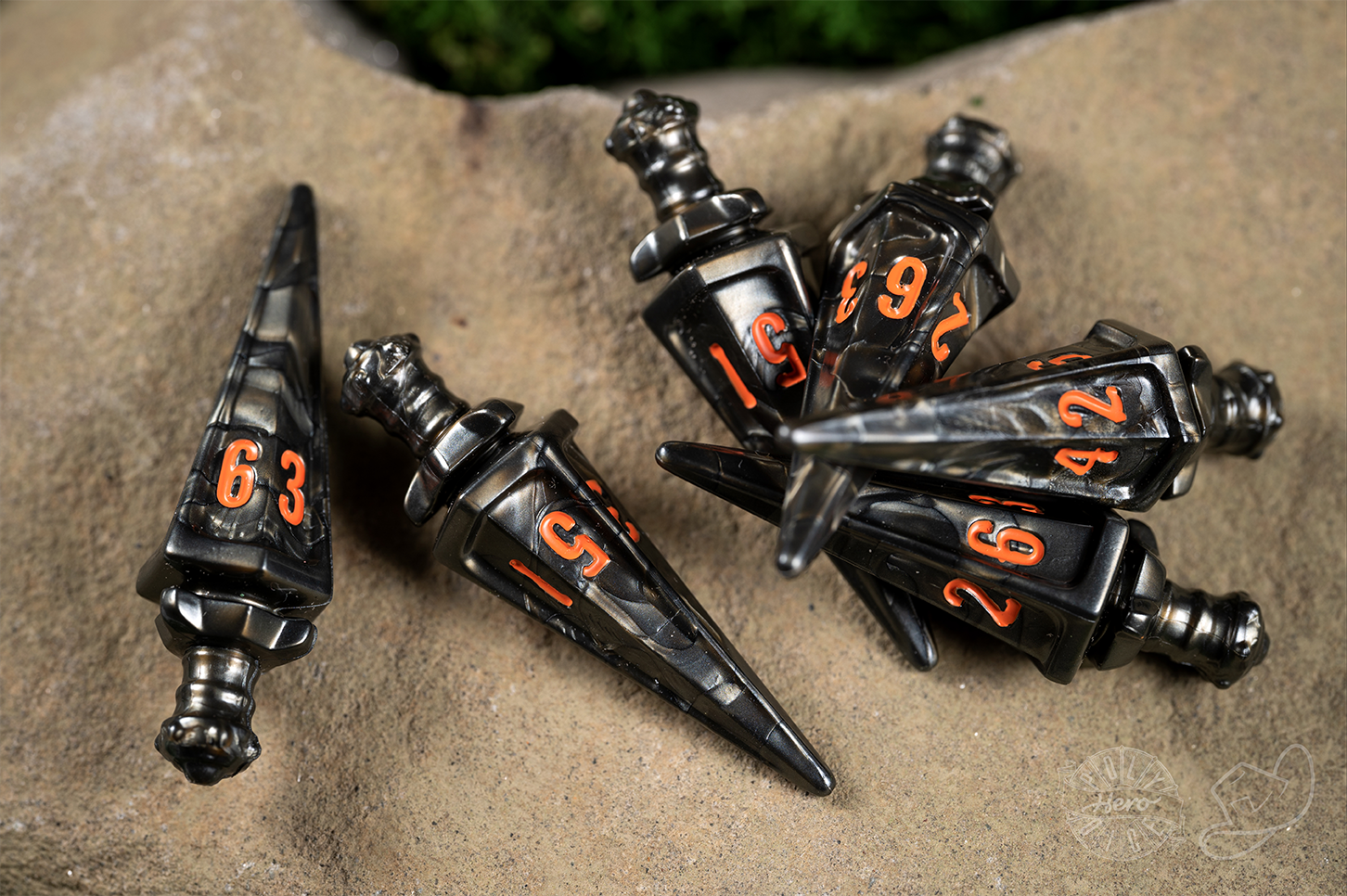 PolyHero Warrior 6d6 Swords Steel Grey