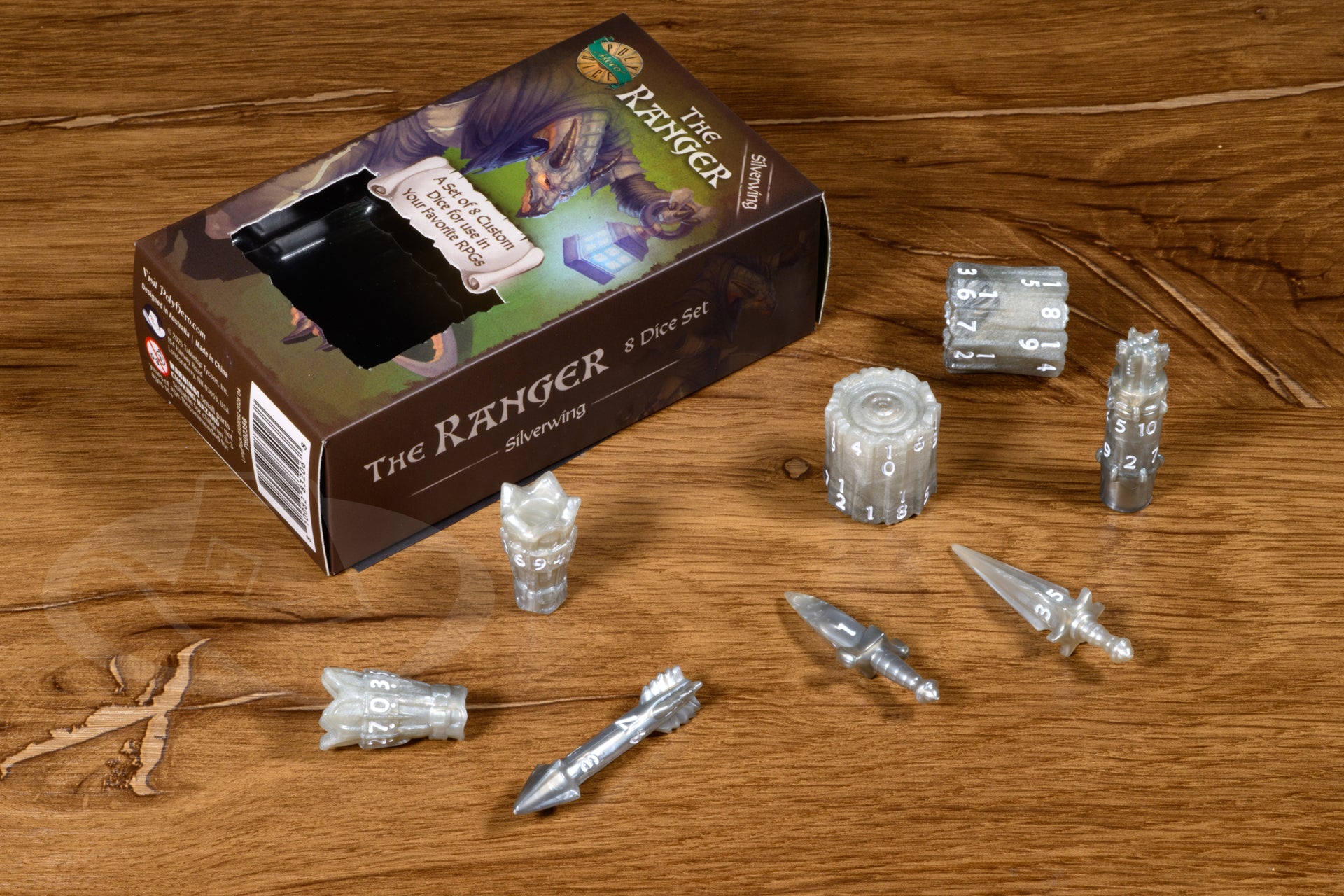 PolyHero Ranger 8 Dice Set - Silverwing