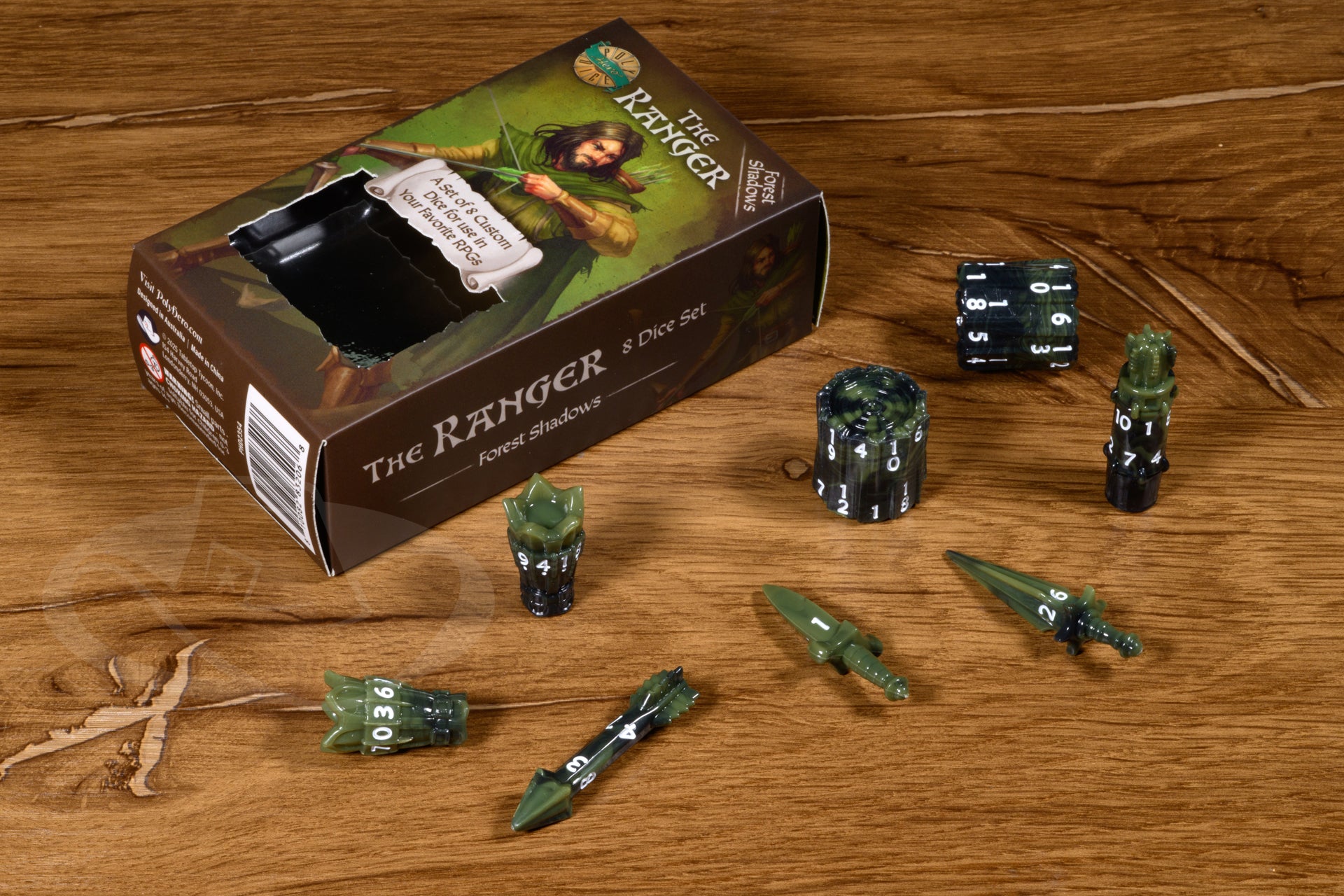 PolyHero Ranger 8 Dice Set - Forest Shadows