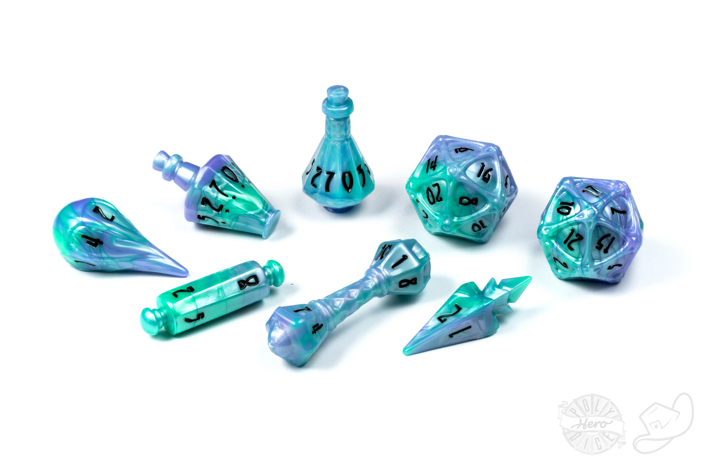 PolyHero Wizard 8 Dice Set - Aether Mist