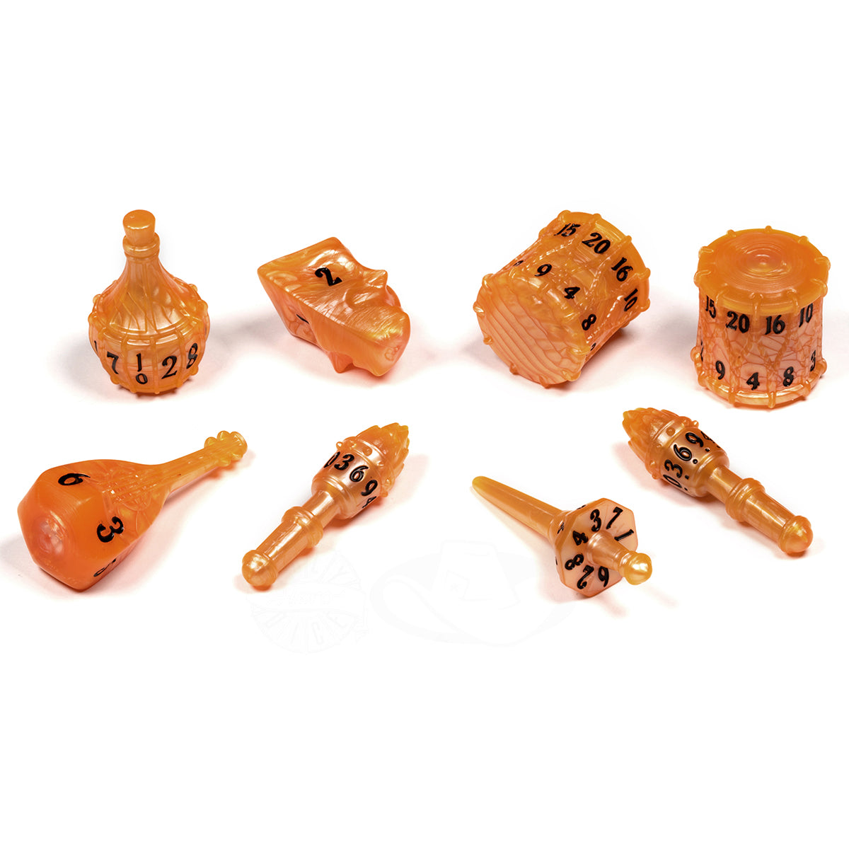 PolyHero Bard 8 Dice Set - Amber Ale