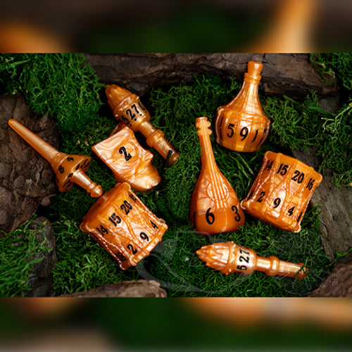 PolyHero Bard 8 Dice Set - Amber Ale