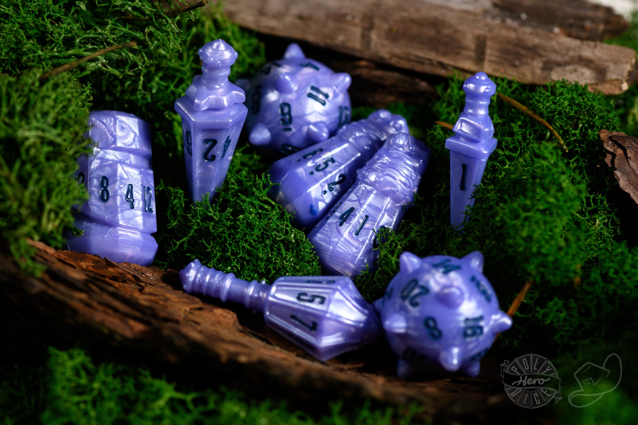 PolyHero Warrior 8 Dice Set - Ghost Knight