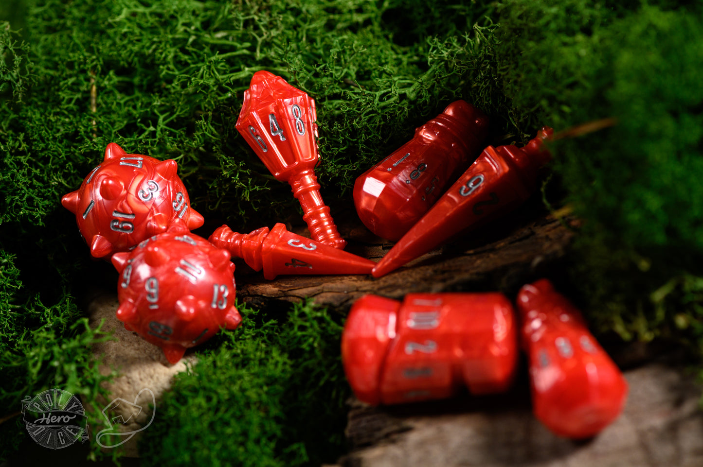 PolyHero Warrior 8 Dice Set - Crimson Carnage