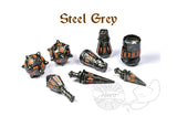 Products PolyHero Warrior 8 Dice roleplaying Set steel grey