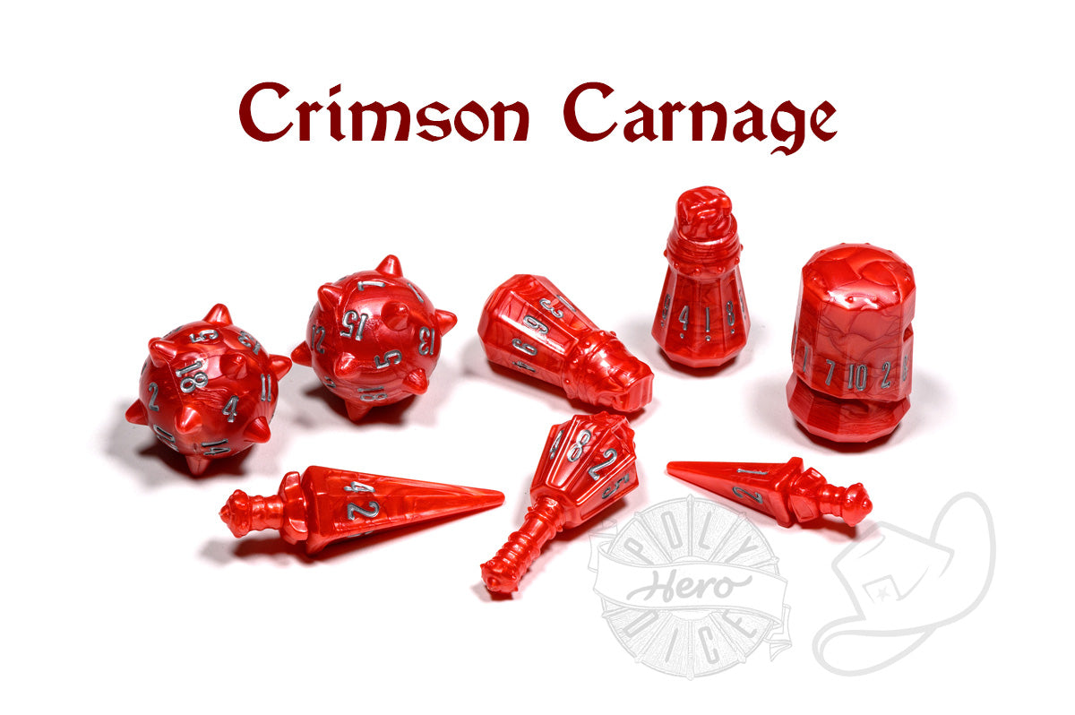 PolyHero Warrior 8 Dice Set - Crimson Carnage – Tycoon Games